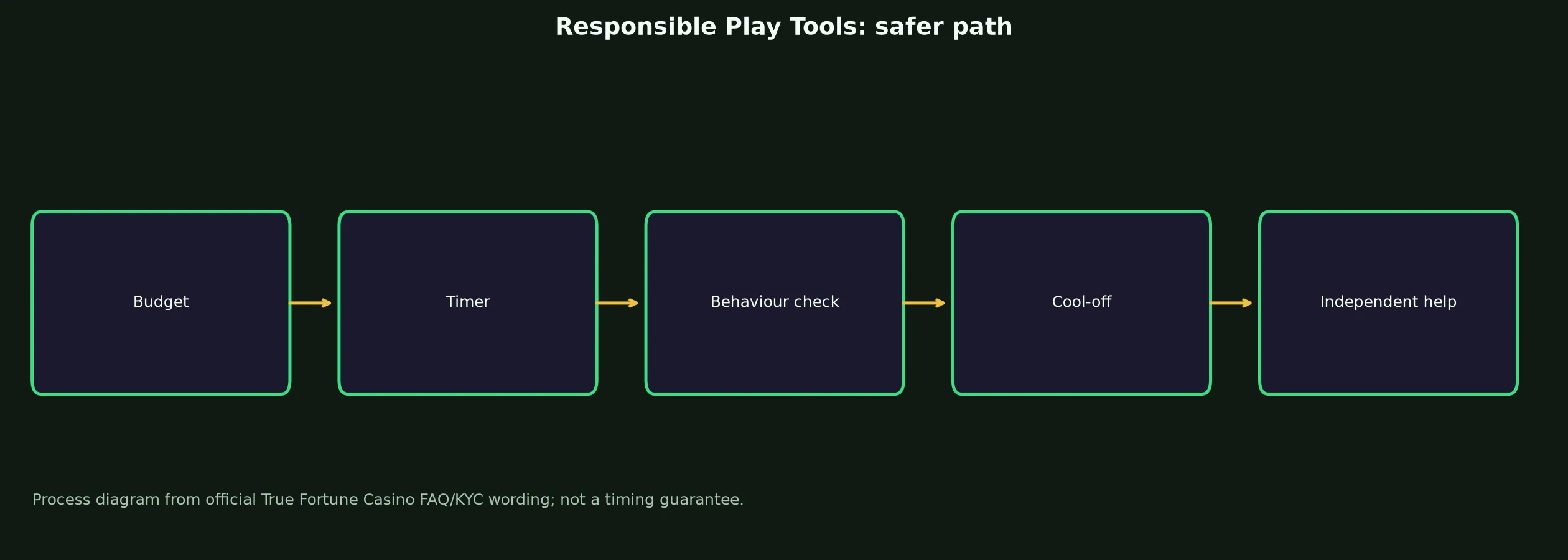 True Fortune Casino Responsible Play Tools evidence chart